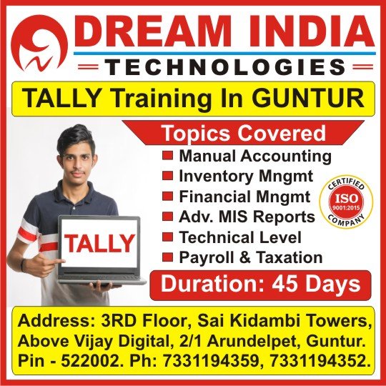 Tally Course in Guntur, Best Tally Training Institute in Guntur @ Dream India Technologies Guntur Tally Course in Guntur, Best Tally Training Institute in Guntur @ Dream India Technologies Guntur