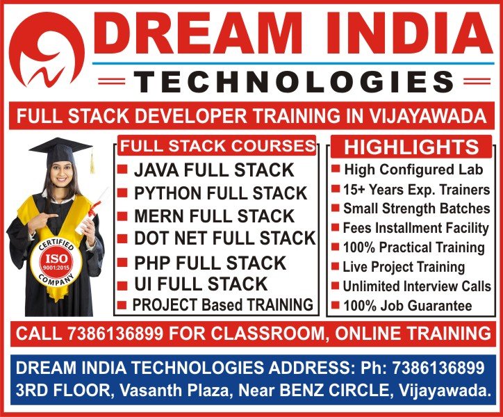 Full Stack Developer Training in Vijayawada, Full Stack Developer Course in Vijayawada, Full Stack Developer Institutes in Vijayawada, Best Full Stack Developer Training Institutes in Vijayawada – Dream India Technologies Full Stack Developer Training in Vijayawada, Full Stack Developer Course in Vijayawada, Full Stack Developer Institutes in Vijayawada, Best Full Stack Developer Training Institutes in Vijayawada – Dream India Technologies